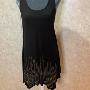 Vintage ARIELLA black rhinestone trimmed extra long top